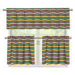 Mardi Gras Fat Tuesday Chevron Print 3 Piece Kitchen Curtains