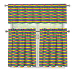 Mardi Gras Fat Tuesday Chevron Print 3 Piece Kitchen Curtains