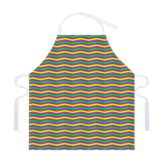 Mardi Gras Fat Tuesday Chevron Print Adjustable Apron