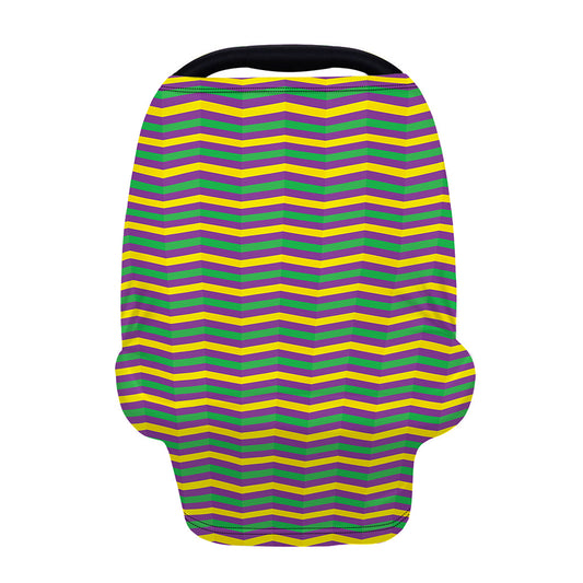 Mardi Gras Fat Tuesday Chevron Print Baby Seat Cover