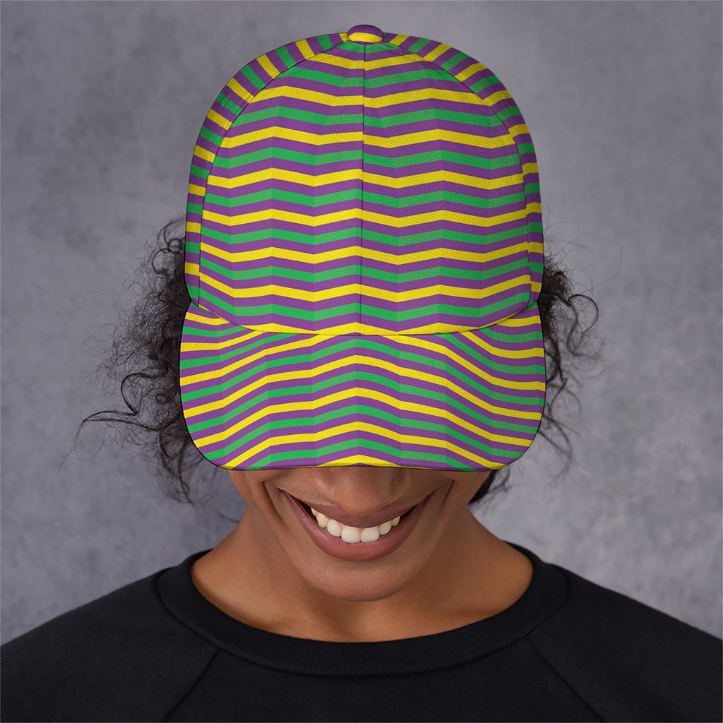 Mardi Gras Fat Tuesday Chevron Print Baseball Cap