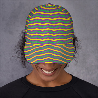 Mardi Gras Fat Tuesday Chevron Print Baseball Cap