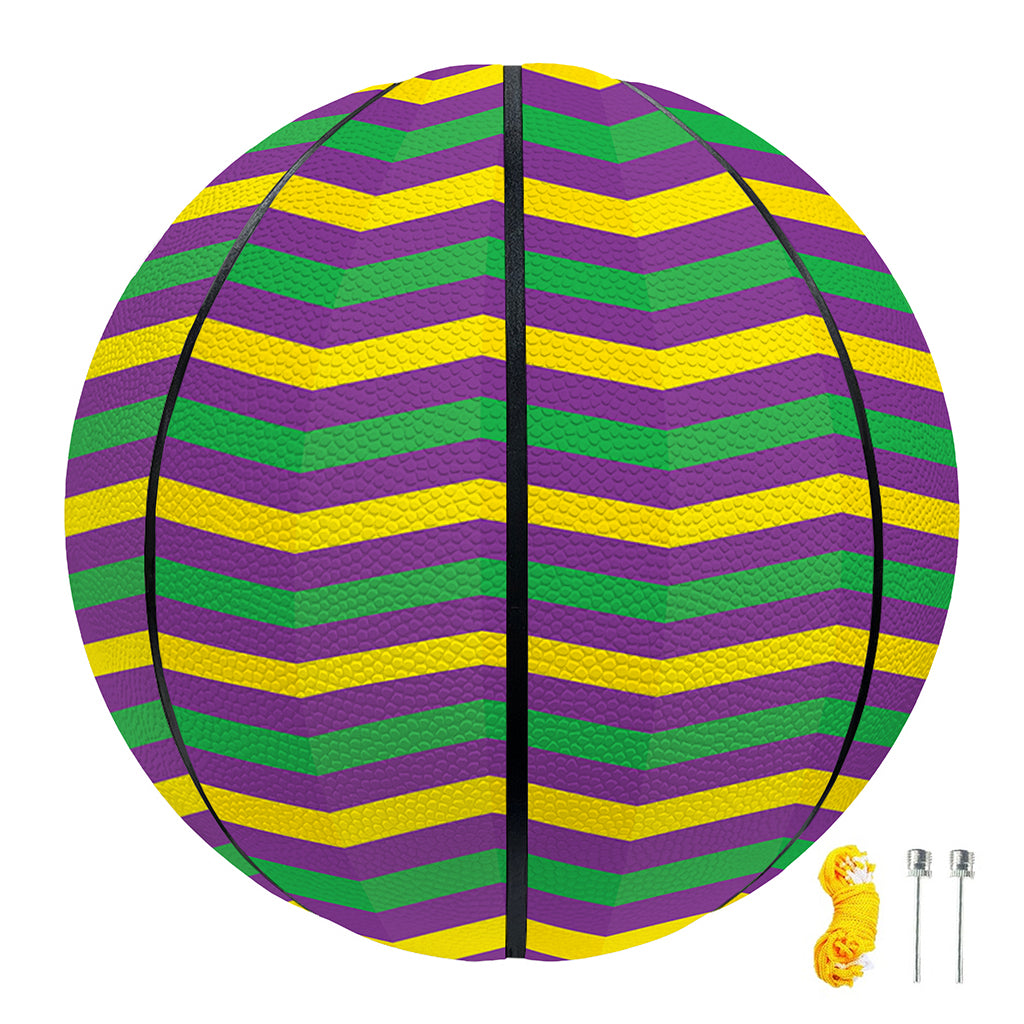 Mardi Gras Fat Tuesday Chevron Print Basketball