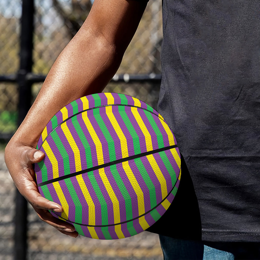 Mardi Gras Fat Tuesday Chevron Print Basketball
