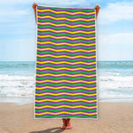 Mardi Gras Fat Tuesday Chevron Print Beach Towel