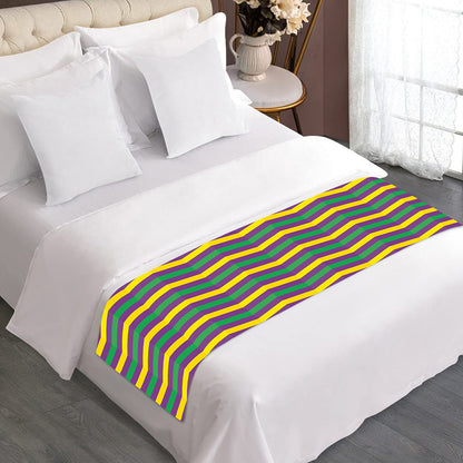 Mardi Gras Fat Tuesday Chevron Print Bed Runner