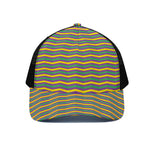 Mardi Gras Fat Tuesday Chevron Print Black Mesh Trucker Cap