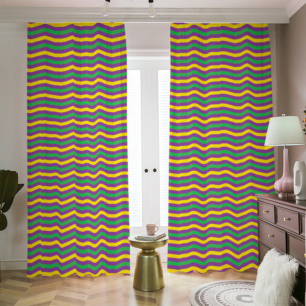 Mardi Gras Fat Tuesday Chevron Print Blackout Pencil Pleat Curtains