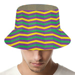 Mardi Gras Fat Tuesday Chevron Print Bucket Hat