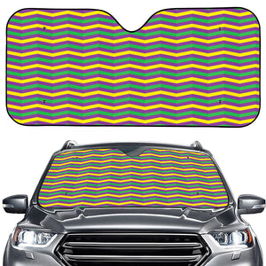 Mardi Gras Fat Tuesday Chevron Print Car Windshield Sun Shade