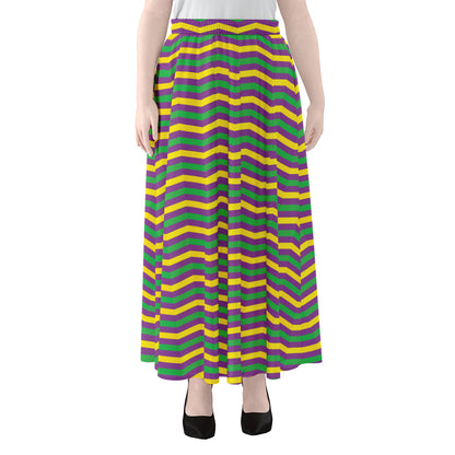 Mardi Gras Fat Tuesday Chevron Print Chiffon Maxi Skirt