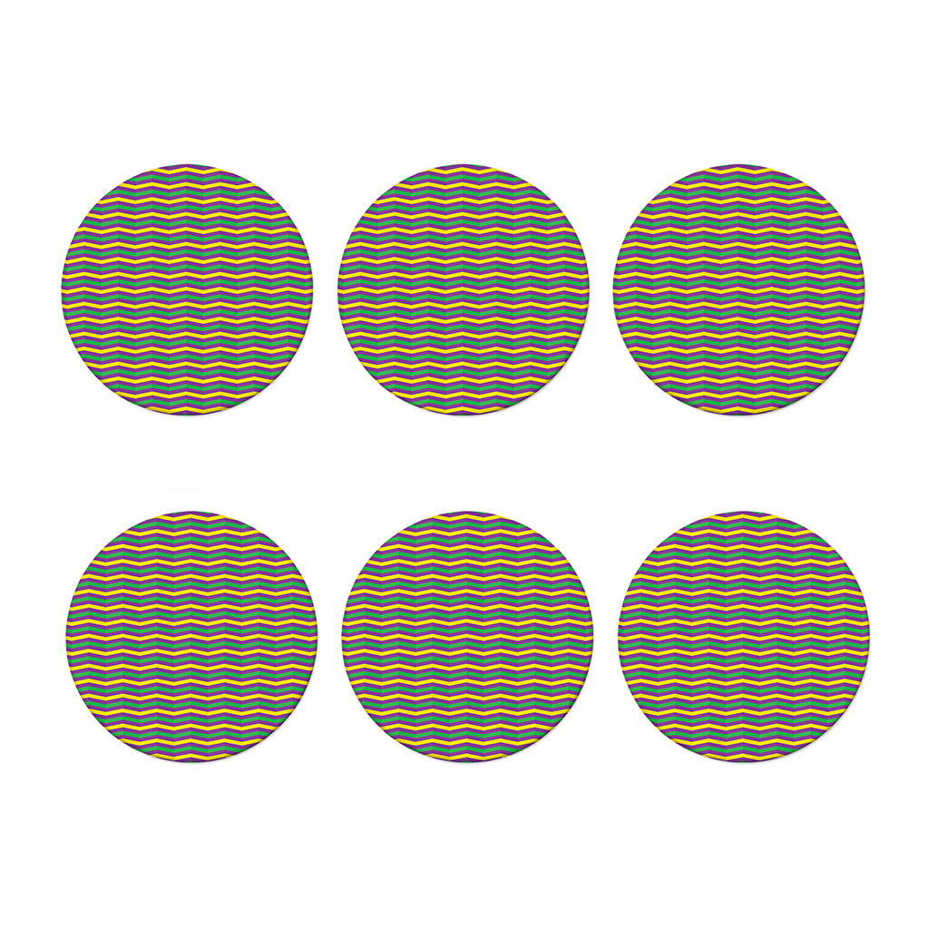 Mardi Gras Fat Tuesday Chevron Print Coaster Set