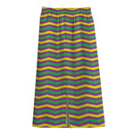 Mardi Gras Fat Tuesday Chevron Print Cotton Front Slit Maxi Skirt