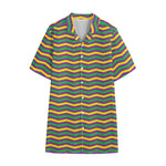 Mardi Gras Fat Tuesday Chevron Print Cotton Hawaiian Shirt