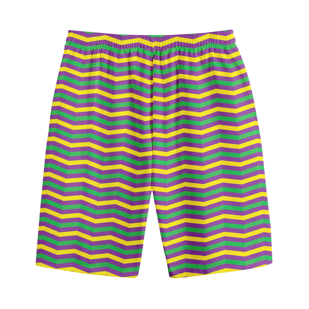 Mardi Gras Fat Tuesday Chevron Print Cotton Shorts