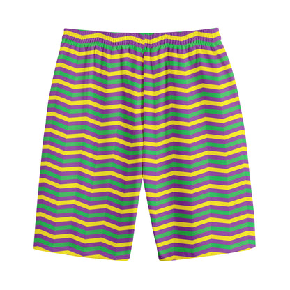 Mardi Gras Fat Tuesday Chevron Print Cotton Shorts