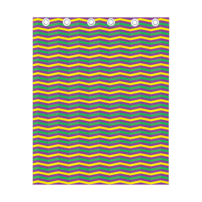 Mardi Gras Fat Tuesday Chevron Print Curtain