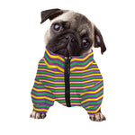 Mardi Gras Fat Tuesday Chevron Print Dog Zip Up Jacket