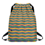 Mardi Gras Fat Tuesday Chevron Print Drawstring Backpack