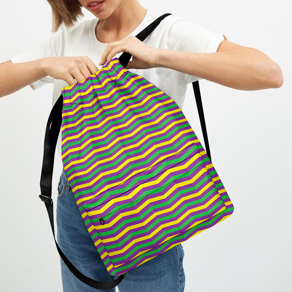 Mardi Gras Fat Tuesday Chevron Print Drawstring Backpack