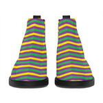 Mardi Gras Fat Tuesday Chevron Print Flat Ankle Boots