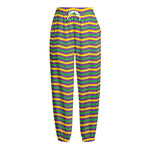 Mardi Gras Fat Tuesday Chevron Print Fleece Lined Knit Pants