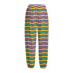 Mardi Gras Fat Tuesday Chevron Print Fleece Lined Knit Pants