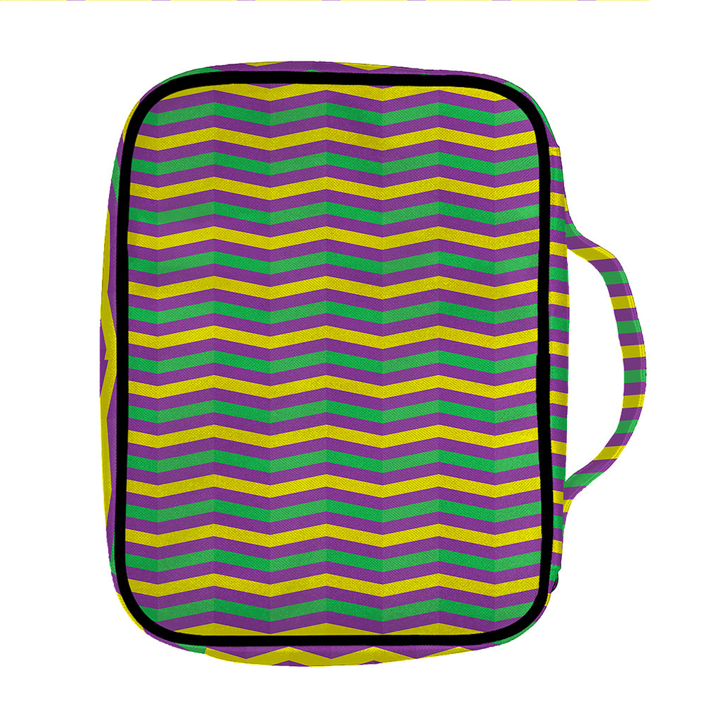 Mardi Gras Fat Tuesday Chevron Print Front Pocket Bible Bag