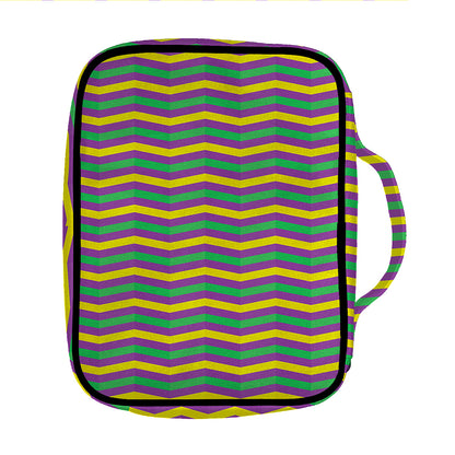 Mardi Gras Fat Tuesday Chevron Print Front Pocket Bible Bag