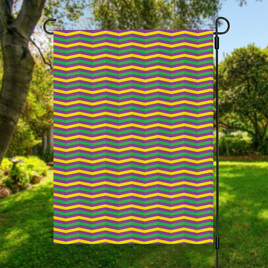Mardi Gras Fat Tuesday Chevron Print Garden Flag