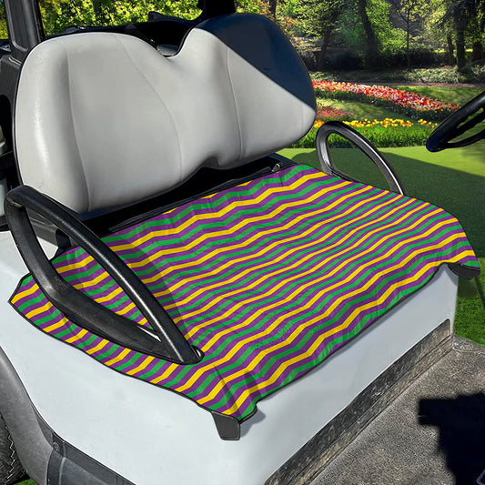 Mardi Gras Fat Tuesday Chevron Print Golf Cart Seat Cover