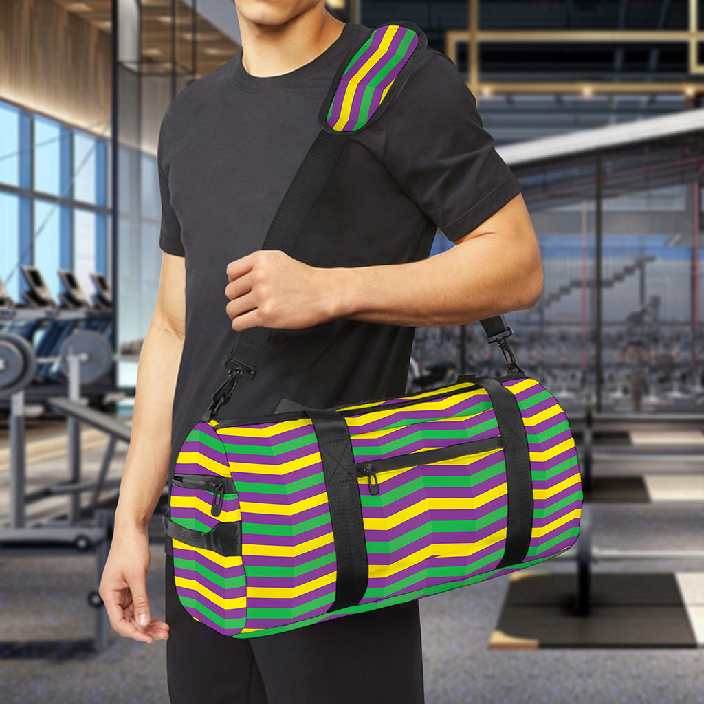 Mardi Gras Fat Tuesday Chevron Print Gym Bag