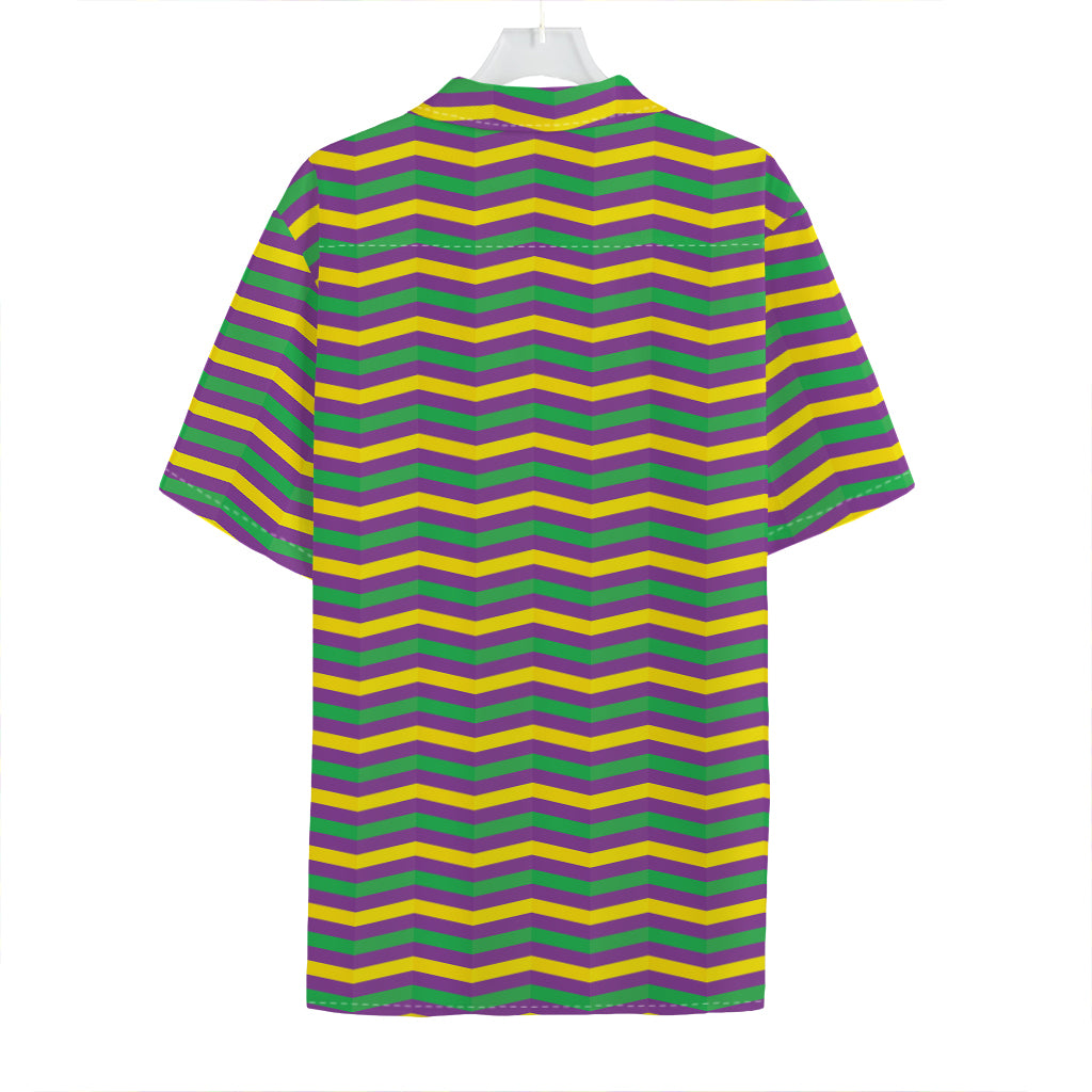 Mardi Gras Fat Tuesday Chevron Print Hawaiian Shirt