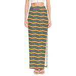 Mardi Gras Fat Tuesday Chevron Print High Slit Maxi Skirt