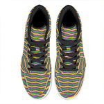 Mardi Gras Fat Tuesday Chevron Print High Top Leather Sneakers