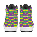 Mardi Gras Fat Tuesday Chevron Print High Top Leather Sneakers