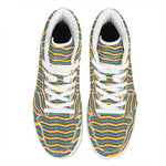 Mardi Gras Fat Tuesday Chevron Print High Top Leather Sneakers