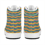 Mardi Gras Fat Tuesday Chevron Print High Top Leather Sneakers