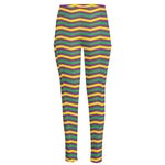 Mardi Gras Fat Tuesday Chevron Print High-Waisted Pocket Leggings