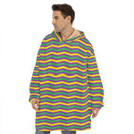 Mardi Gras Fat Tuesday Chevron Print Hoodie Blanket