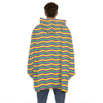 Mardi Gras Fat Tuesday Chevron Print Hoodie Blanket