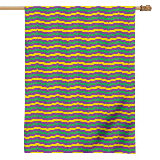 Mardi Gras Fat Tuesday Chevron Print House Flag