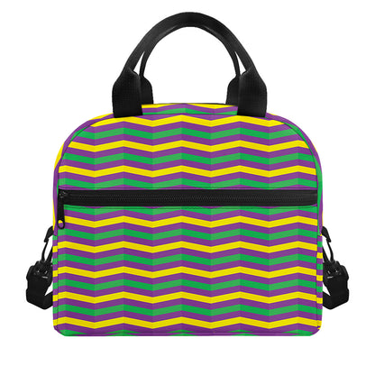 Mardi Gras Fat Tuesday Chevron Print Insulated Lunch Bag