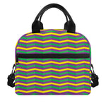 Mardi Gras Fat Tuesday Chevron Print Insulated Lunch Bag