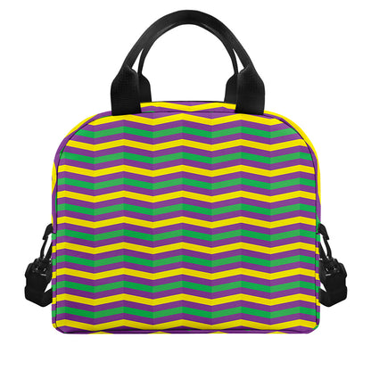 Mardi Gras Fat Tuesday Chevron Print Insulated Lunch Bag