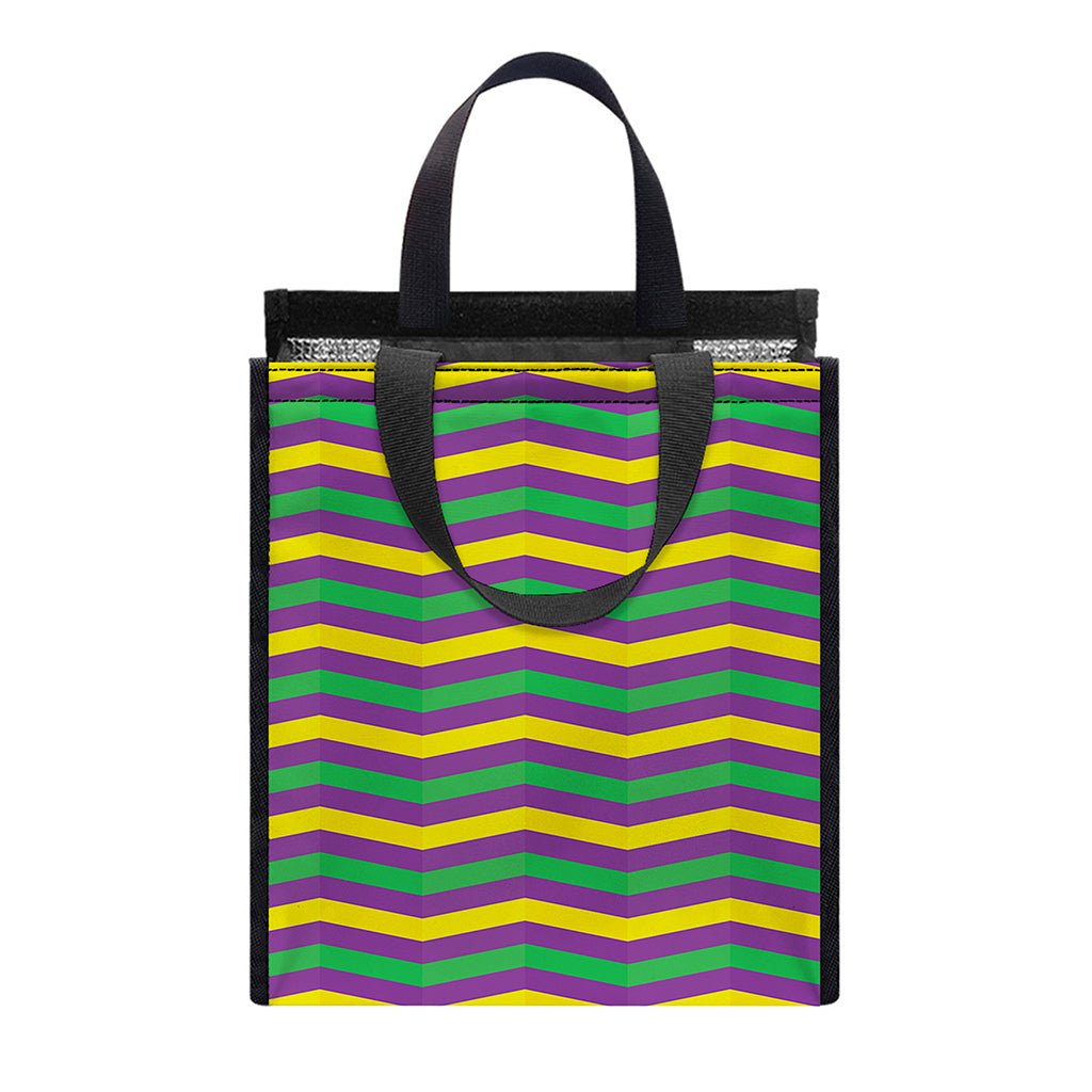 Mardi Gras Fat Tuesday Chevron Print Insulated Lunch Tote