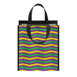 Mardi Gras Fat Tuesday Chevron Print Insulated Lunch Tote