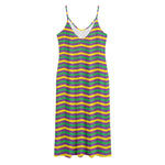 Mardi Gras Fat Tuesday Chevron Print Jersey Midi Cami Dress