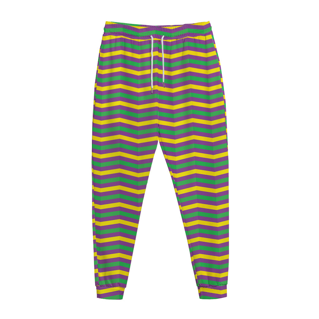 Mardi Gras Fat Tuesday Chevron Print Jogger Pants
