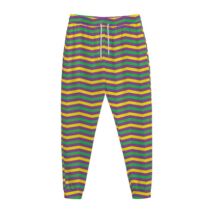 Mardi Gras Fat Tuesday Chevron Print Jogger Pants